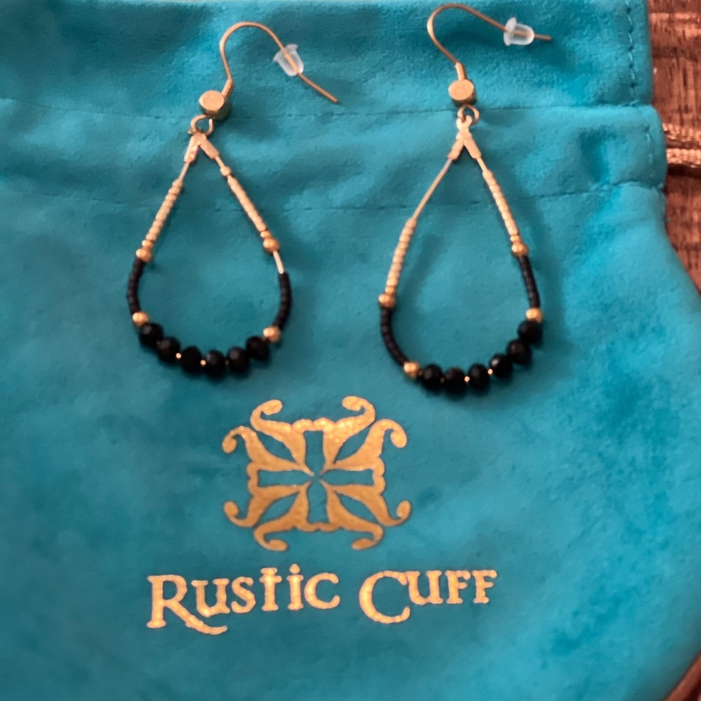 Rustic cuff new black and gold earrings